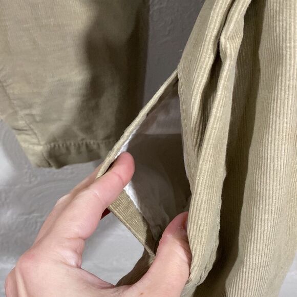 French Cuff Tan Button Up Corduroy Utility Jacket With Belt Size Medium - Picture 6 of 7